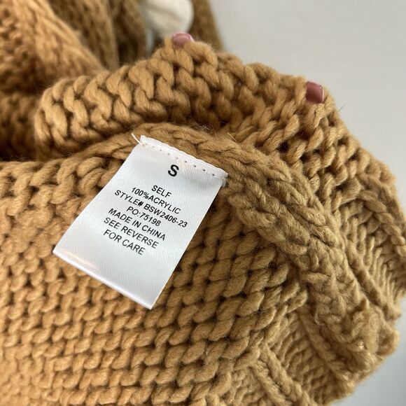 Altar'd State Daisy 3D Knit Cardigan Sweater Womens S Coquette Feminine Tan 210 - Picture 7 of 7